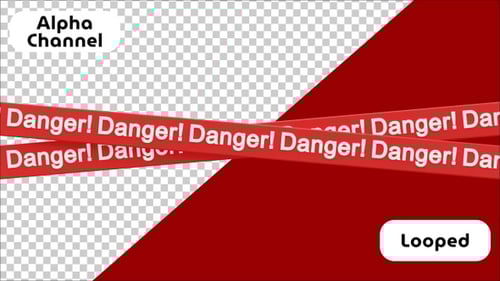 Fitas 3D cruzadas de aviso de perigo | Alpha Channel