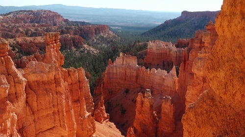 Rock formations and vibrant colors of Bryce Canyon National Park in bright daylight