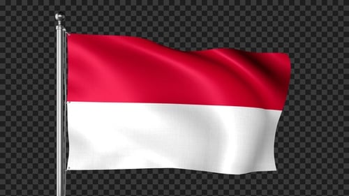Waving Flag of Indonesia with Realistic Fabric Motion