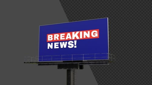 3D Animation of Advertising Board Breaking News | Alpha Channel