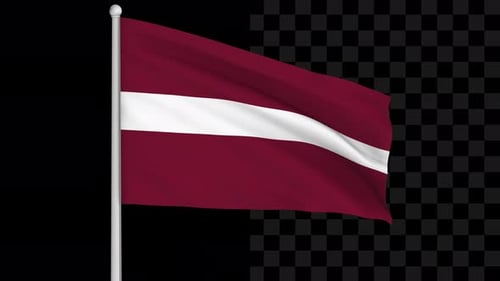 Latvia Flag Waving Realistic Loop with Alpha Channel