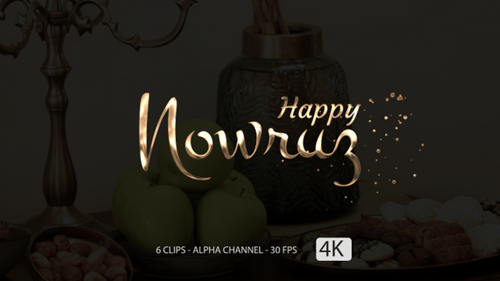 Metallic Happy Nowruz Text Reveal with Particle Effect