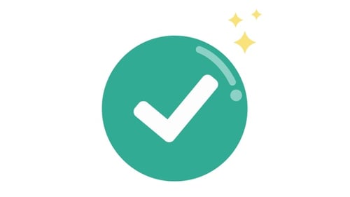 Animated Green Checkmark Icon with Sparkles