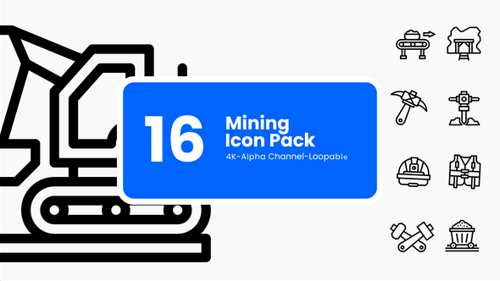 Mining Line Icon Animation Pack