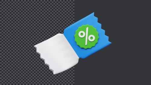 Modern 3D Animated Discount Coupon Icon