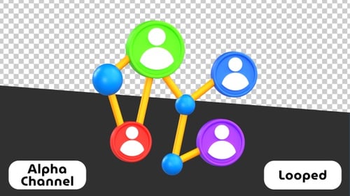 People Network Connection 3D Animation | Alpha Channel
