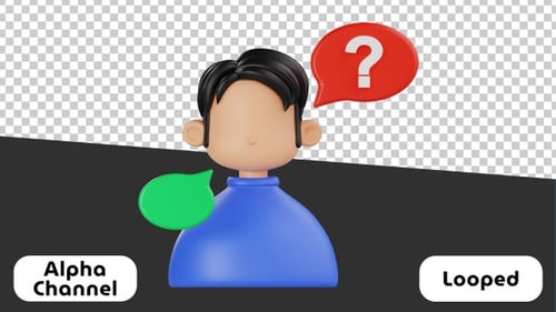 Animierte 3D-Ikone für Geschäftsverwirrung | Alpha Channel