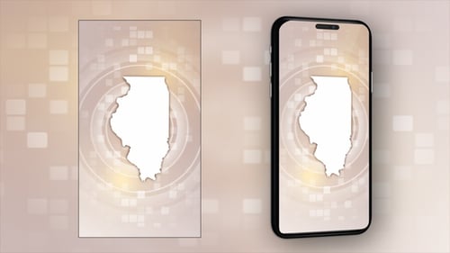 Animierte Karte des Bundesstaates Illinois — Vertikales Video