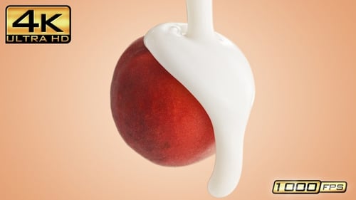 Delicious Peach Fruit Covered in Sweet Cream