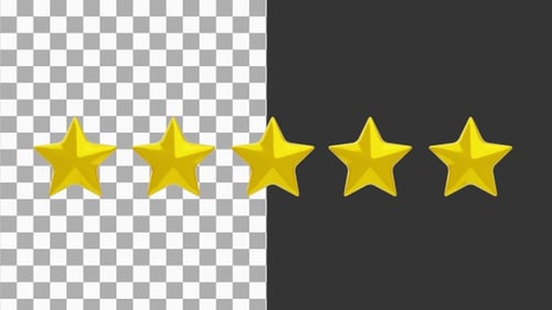 3D Animation of 5 Gold Stars | Alpha Channel