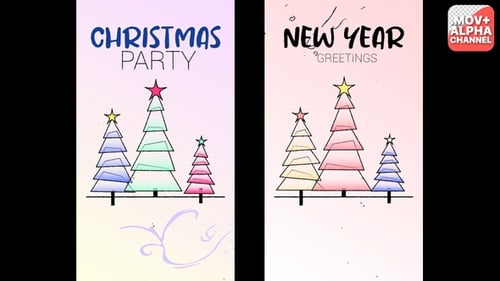 Sketched Holiday Greetings Vertical Title Animation