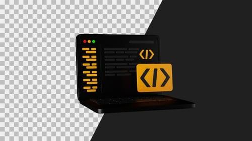 Ícone de animação 3D do desenvolvedor de back-end | Alpha Channel