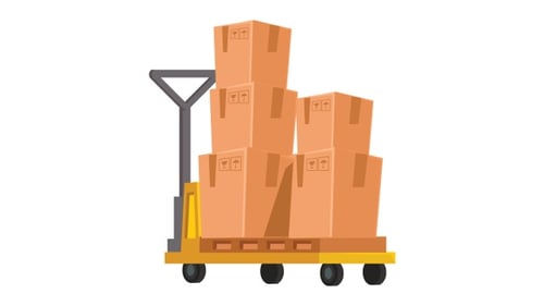 Animated Hand Pallet Truck Stacking Cardboard Boxes