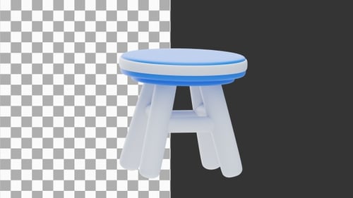 3D Animation of Modern Stool for Stylish Seating Solutions | Alpha Channel