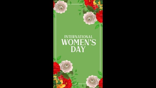 Happy International Women's Day animated motion graphics, March 8, greeting card background 4k V4 Ve