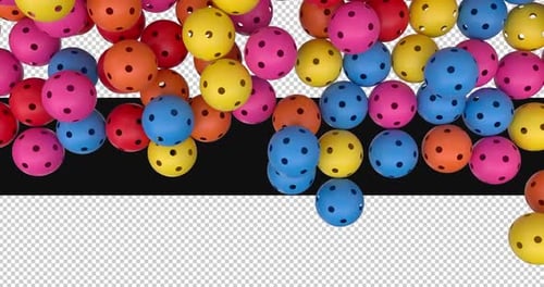 Colorful Perforated Balls Falling Reveal Animation