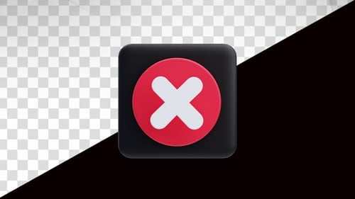 Animación 3D del icono de cancelación cruzada. Animación 3D prohibida