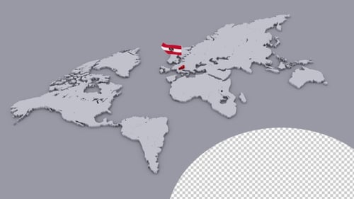 Austria Flag On Extruded World Map