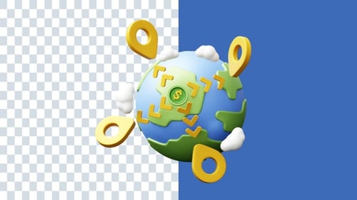 Global Economy Transaction 3D Animations | Alpha Channel