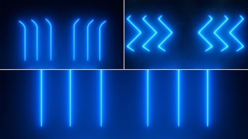 Animated Blue Neon Lines Abstract Design Elements