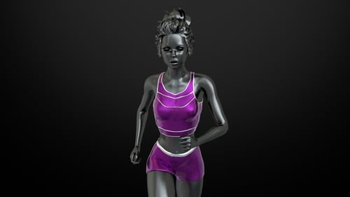 Animated 3D Woman Runner in Sports Gear