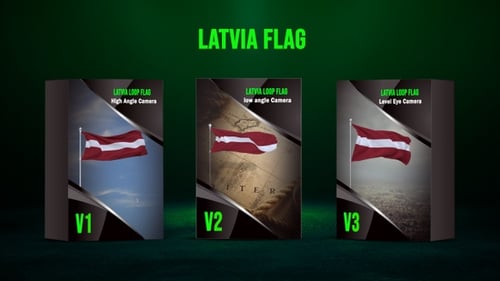 Waving Latvian Flag Alpha Channel Animation on Pole