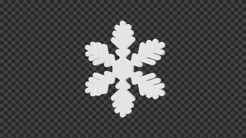 Rotating White 3D Snowflake Animation Loop