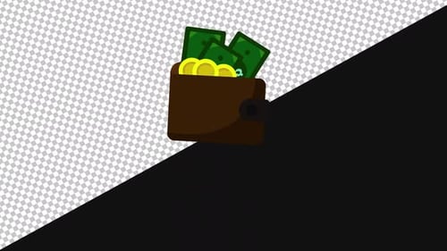 The Wallet with money Animated | Alpha Channel