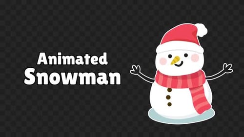 Animated Cute Snowman Character Building a Carrot Nose