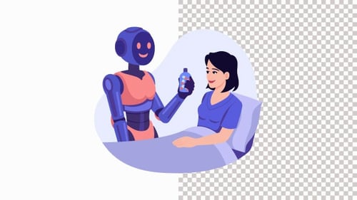Futuristischer Krankenschwester-Roboter bietet Animation-Alpha-Kanal Medikamente an