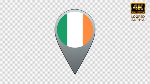 3D Metallic Rotating Map Pin with Ireland Flag