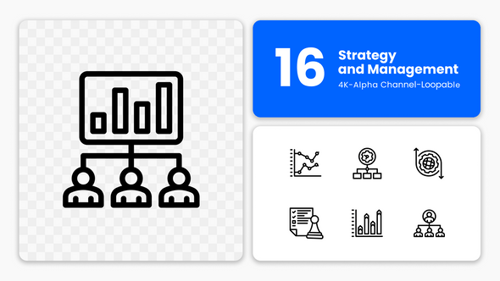Minimalist Animated Line Art Business Strategy Icons Pack