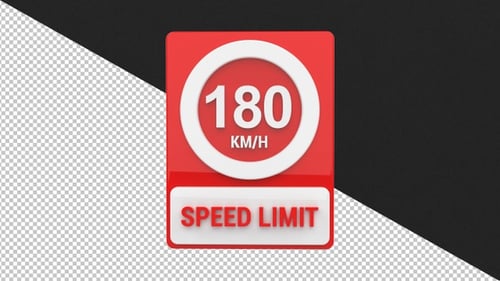 Speed sign board 180km - 4K