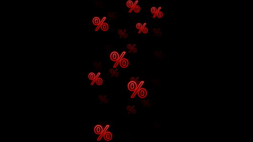 Vertical video red neon percent symbol discount animation in a seamless loop