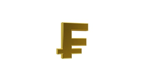 3D Golden Franc Currency Symbol Rotating Seamlessly
