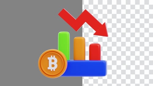 3D Animation of Crypto Losses Decrease in Asset Value | Alpha Channel