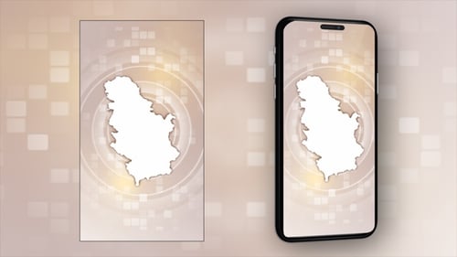 Animated Serbia Map Outline Reveal on Digital Background