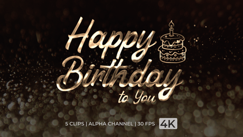 Animated Fluid Metallic 'Happy Birthday to You' Text Reveal