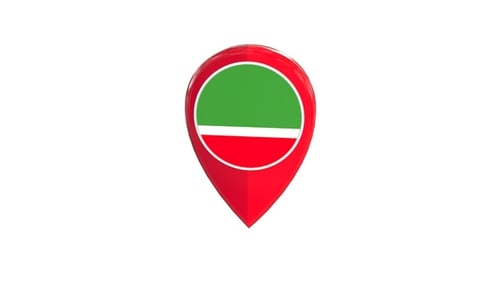 Animated 3D Location Pin with Flag Spinning