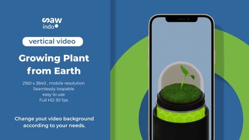 Growing Plant from Earth – Eco Green Energy Loop | 4K Alpha Vertical