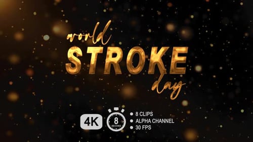World Stroke Day Animated Gold Text Title Pack