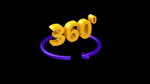 Animated 360 Degree Icon with Rotating Arrow