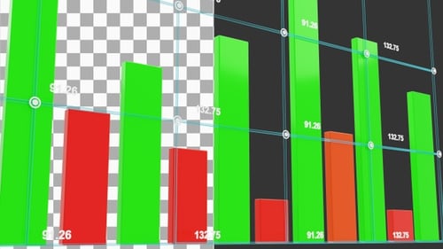 3D-Animation eines statistischen Diagramms mit Unternehmensfinanzierung | Alpha Channel