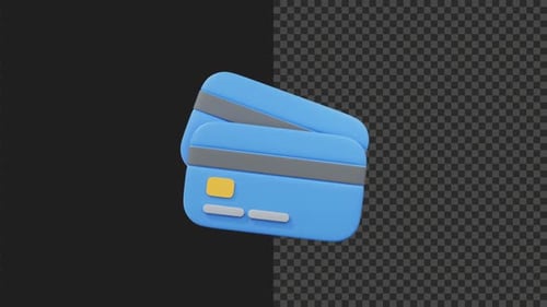 3D Cute Stylized Credit Card Animation | FHD | Alpha Channel | Transparent | 6s