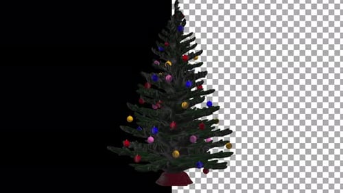 Animated Christmas Tree with Colorful Ornaments Rotating Loop
