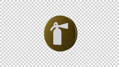 Animated 3D Golden Fire Extinguisher Safety Icon