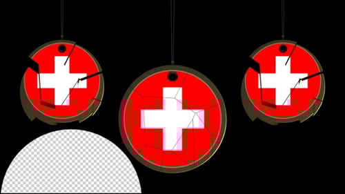 Hanging Fragmented Circle Logo Reveal with Cross Symbol