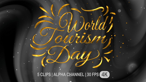 Animação de texto do Dia Mundial do Turismo