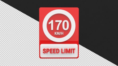 Speed sign board 170km - 4K