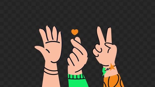 Animated Flat Design Hand Gestures for Communication and Social Media